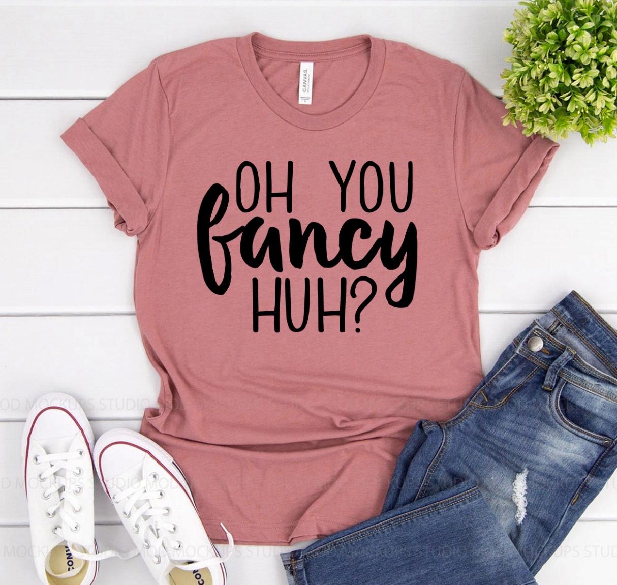 Oh You Fancy Huh T-shirt made of premium ring spun cotton with a stylish design and soft textile flex print.