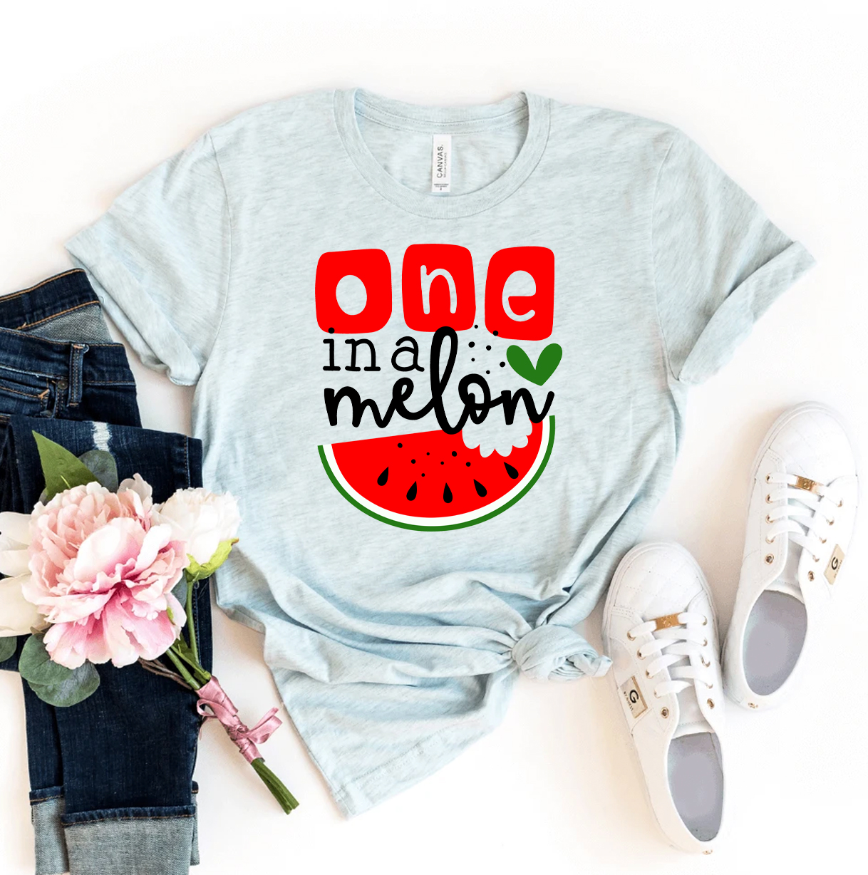 One In A Melon T-shirt made from premium ring spun cotton with a vibrant design.