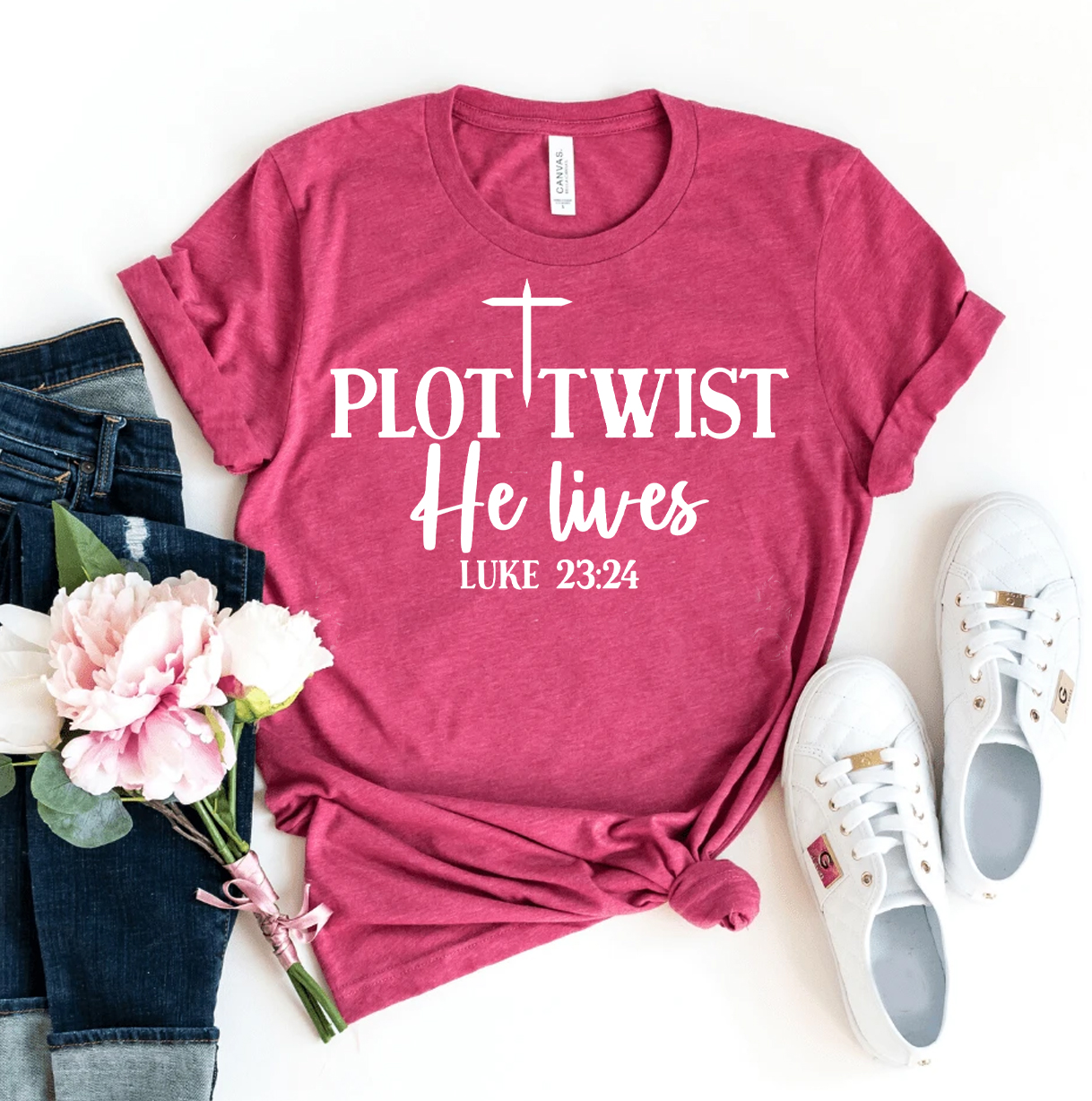 Plot Twist He Lives T-shirt made of premium ring spun cotton with a striking design and comfortable fit.