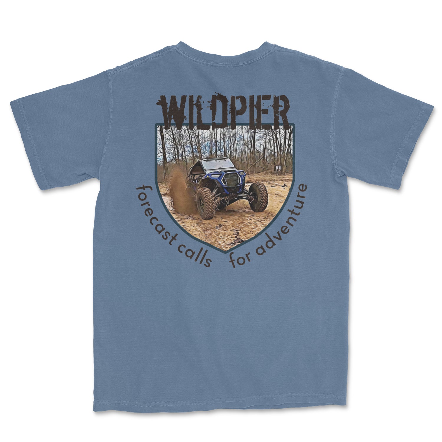 ROR Short Sleeve shirt in Blue Jean color, featuring off-road park design, perfect for outdoor adventures.