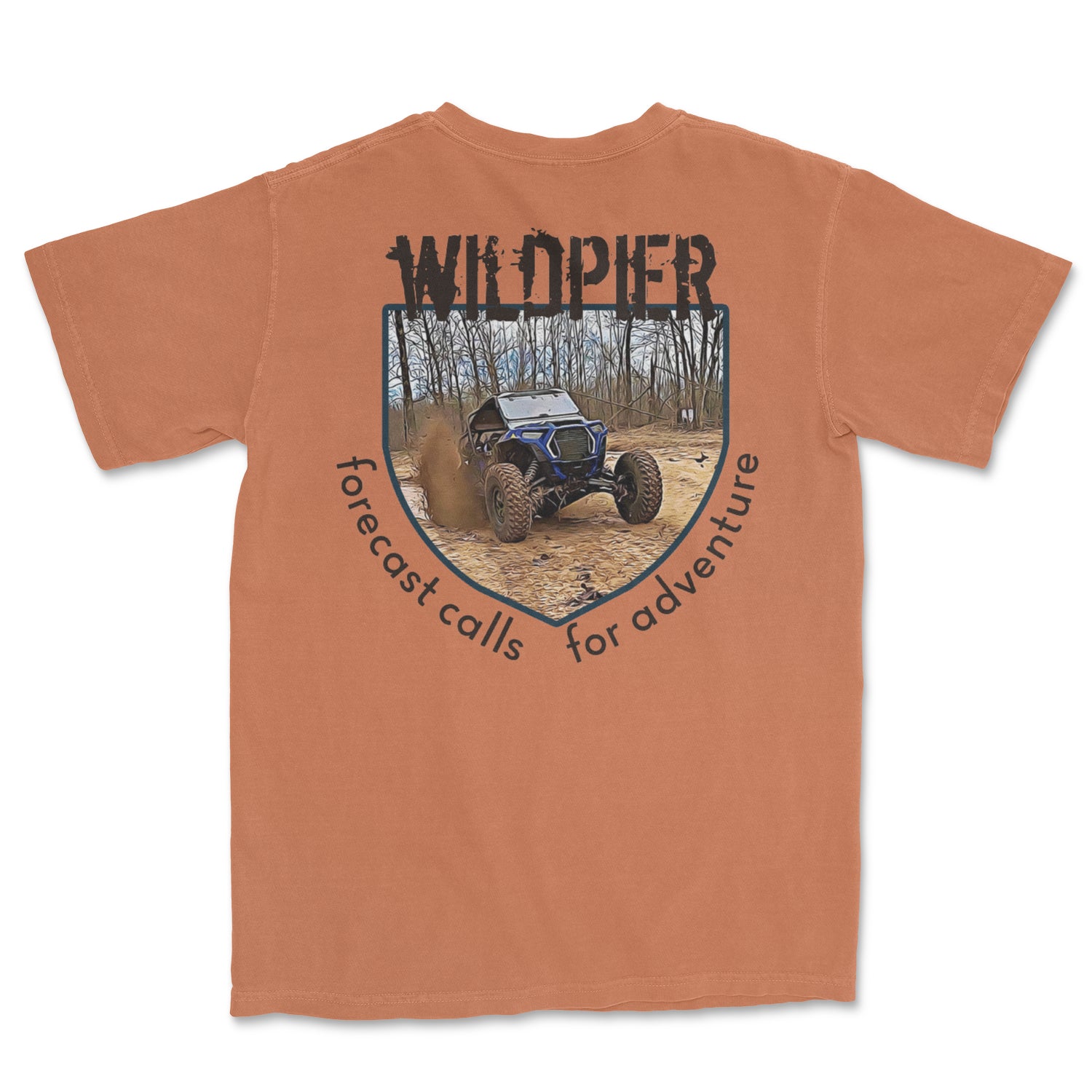 A vibrant ROR Short Sleeve t-shirt in Yam color, showcasing off-road adventure themes, perfect for outdoor enthusiasts.