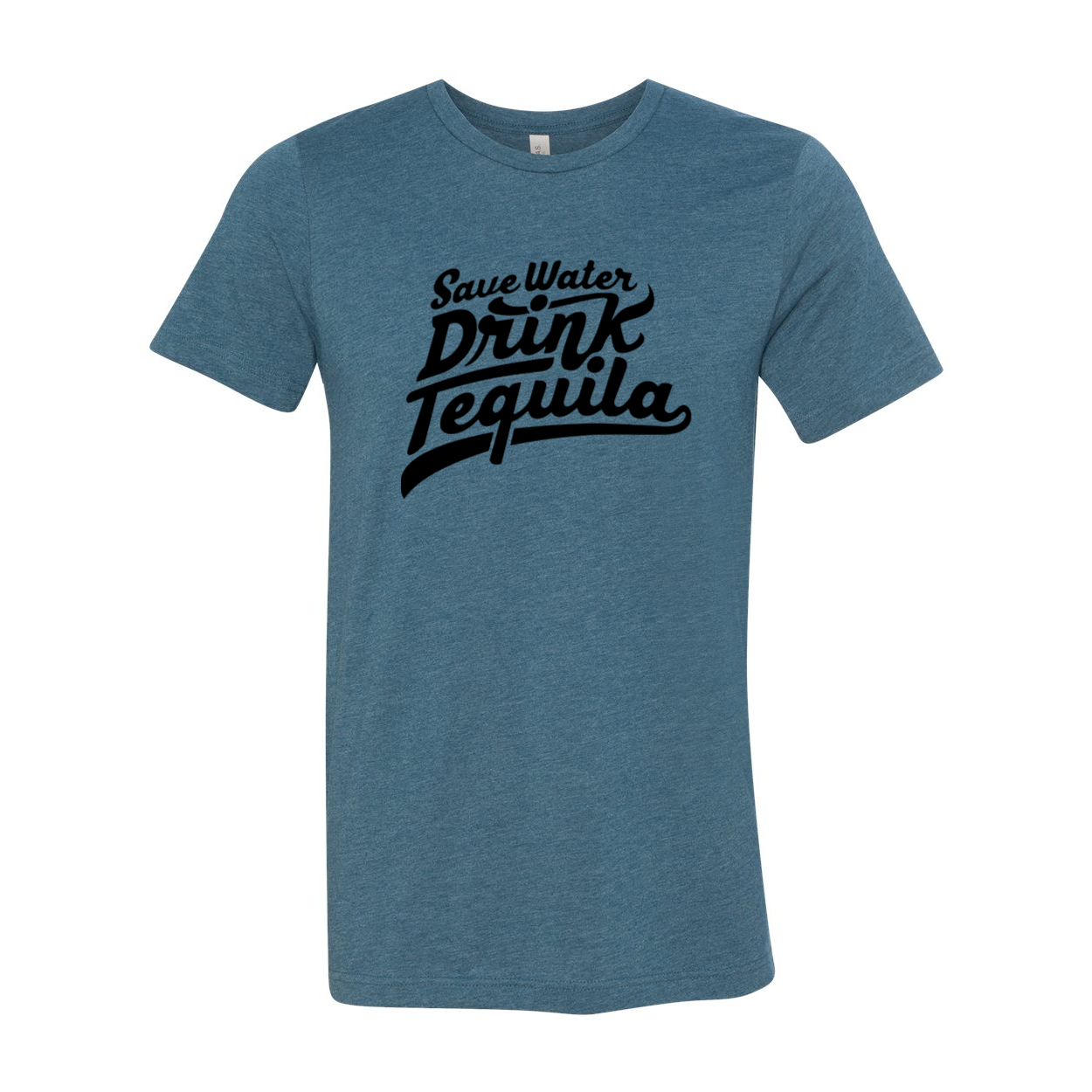 A stylish unisex Save Water Drink Tequila Shirt in various colors, made from soft ring spun cotton, featuring a humorous print.