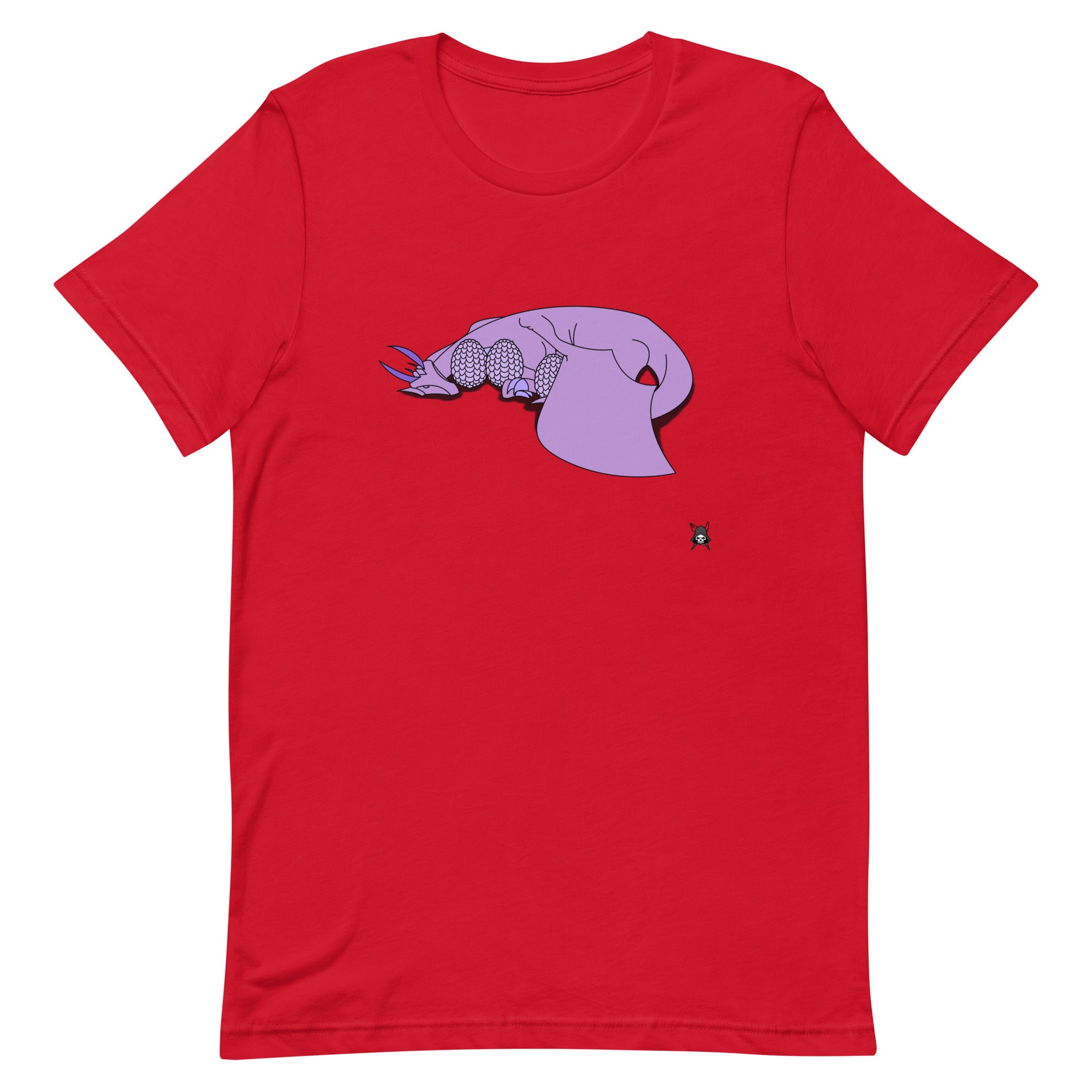 A soft purple t-shirt featuring a sleeping dragon protecting her eggs, designed for comfort and style.