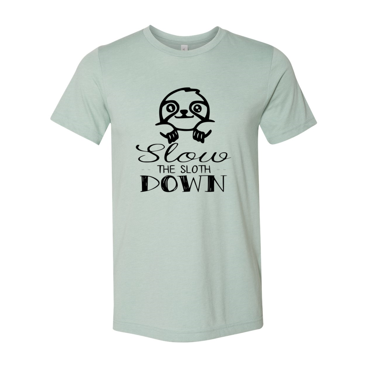 A comfortable unisex T-shirt featuring a playful sloth design, made from soft ring spun cotton, available in multiple colors.