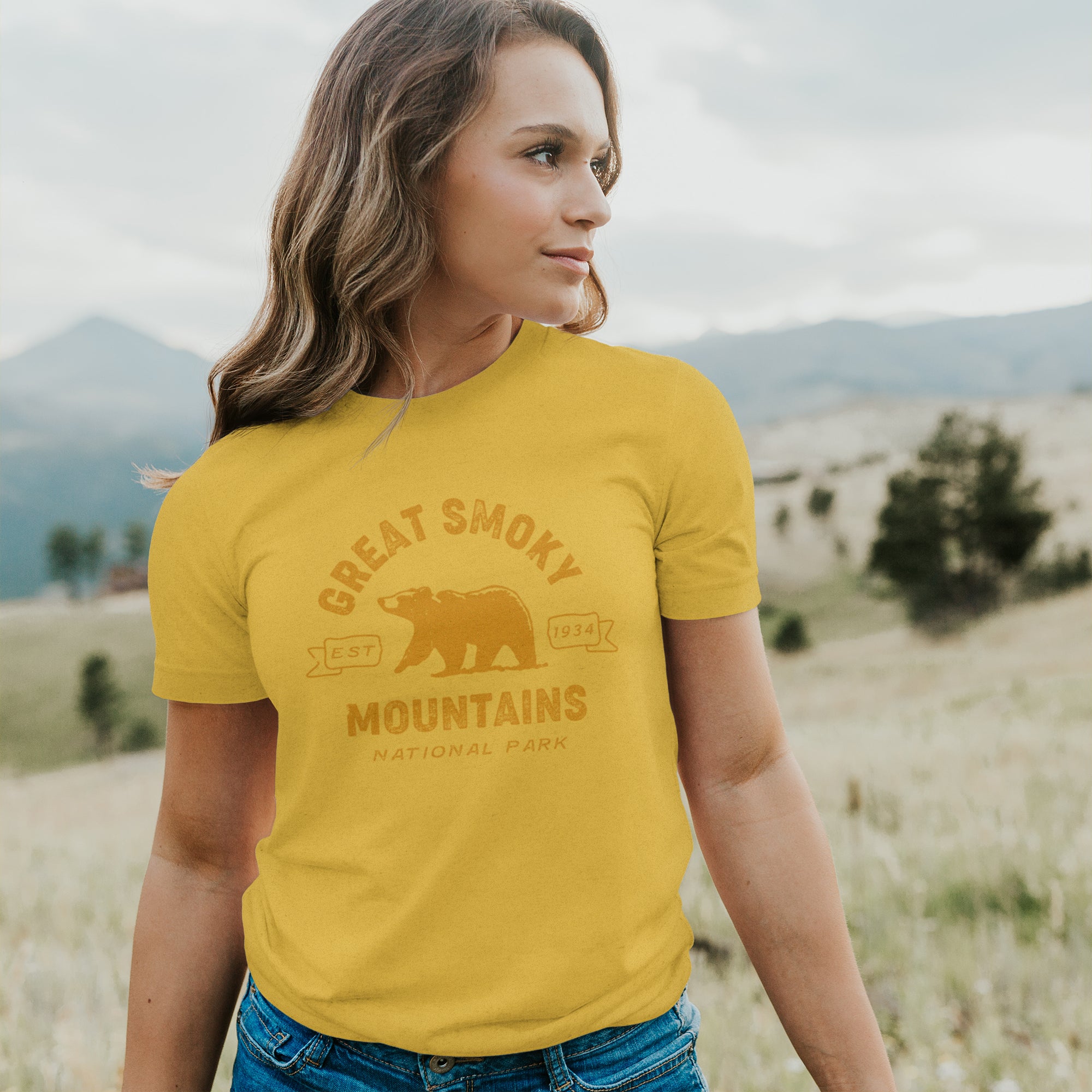 Soft, relaxed fit Smoky Mountains National Park t-shirt in a casual distressed design, made from 100% combed cotton.