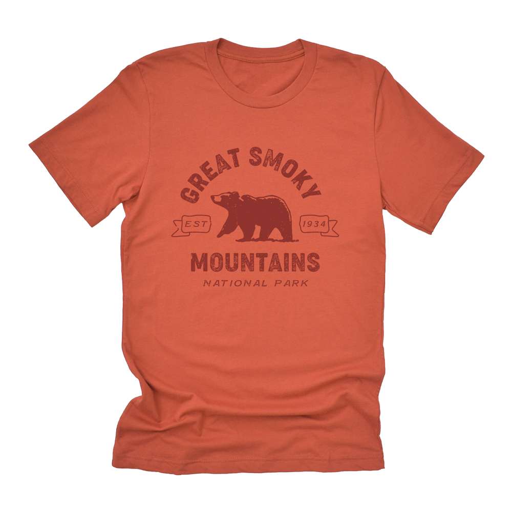 Soft, relaxed fit Smoky Mountains National Park t-shirt in a casual distressed design, made from 100% combed cotton.