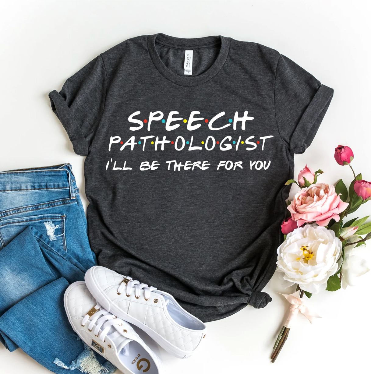 A stylish Speech Pathologist T-shirt made of premium ring spun cotton, featuring a high-quality flex print design.