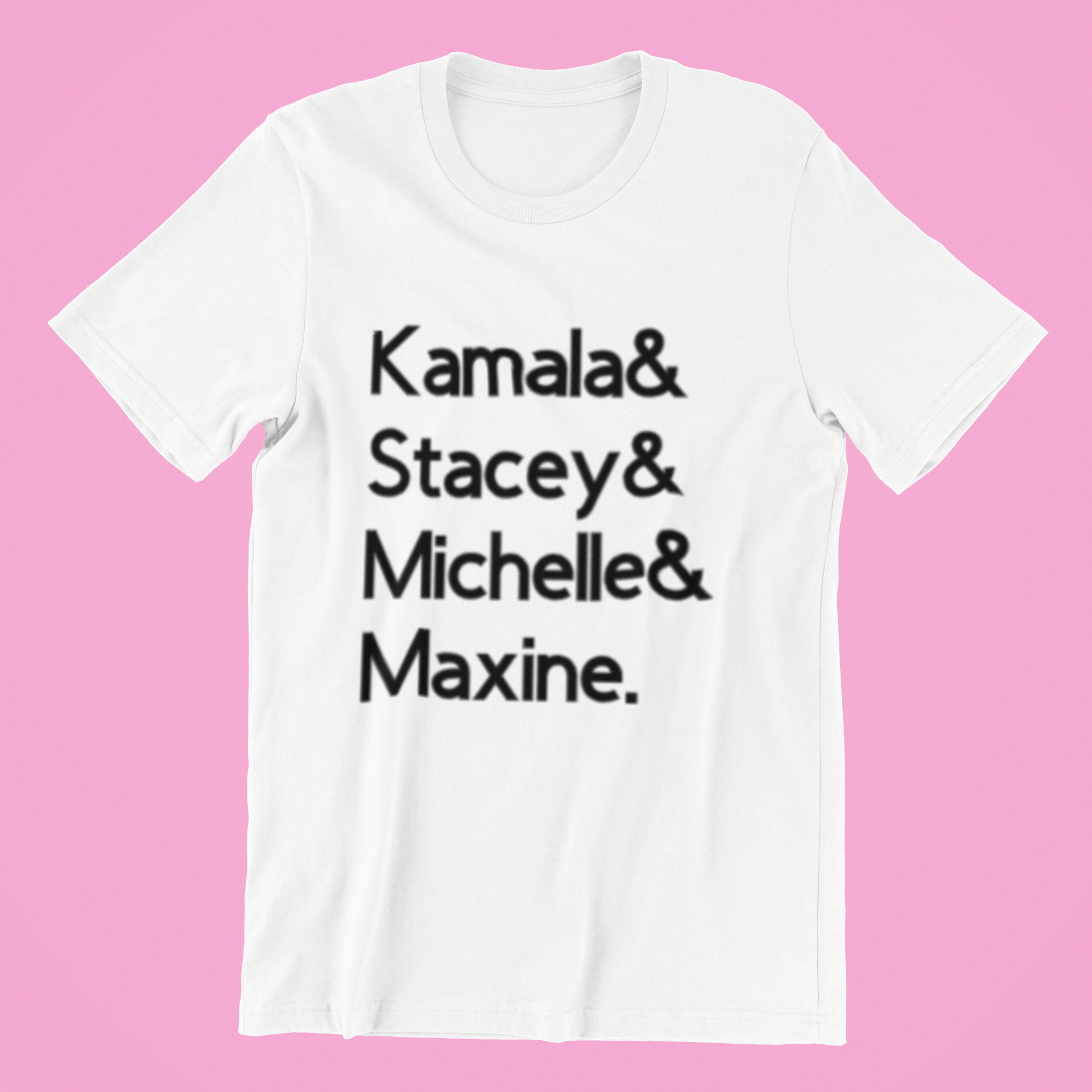 A unisex cotton shirt featuring the design 'Squad Goals' with images of Kamala Harris and Stacey Abrams, showcasing empowerment and style.