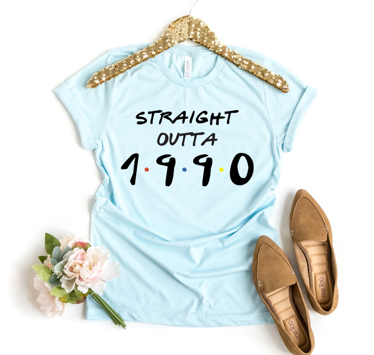 Straight Outta 1990 Shirt made of premium ring spun cotton with vibrant flex print design.