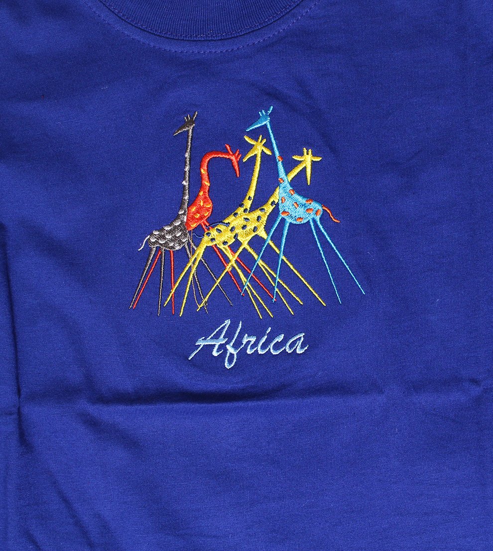 Kids' Summer African Embroidered casual T-shirt in royal blue, featuring a durable ribbed neckband and vibrant embroidery.