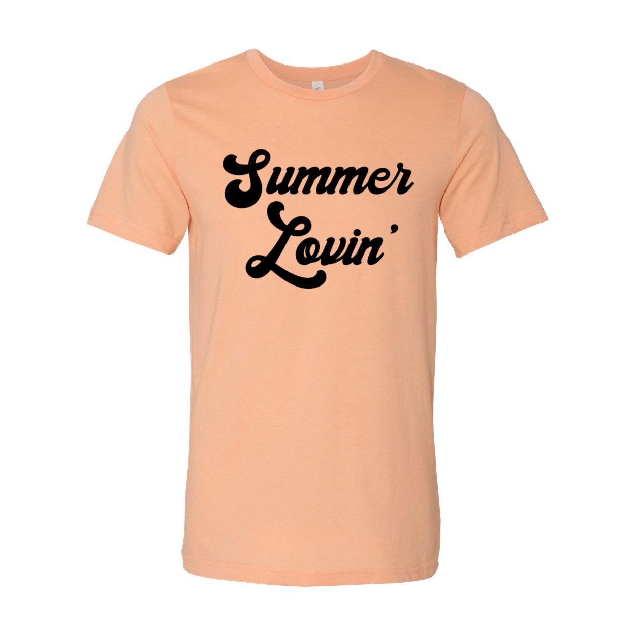 A stylish Summer Lovin T-shirt made from soft airlume cotton, showcasing its unisex design and available sizes.