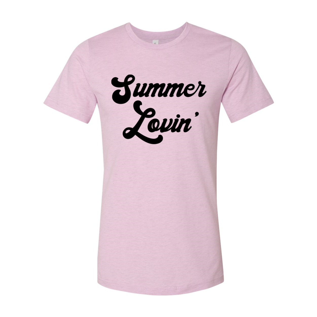 A stylish Summer Lovin T-shirt made from soft airlume cotton, showcasing its unisex design and available sizes.