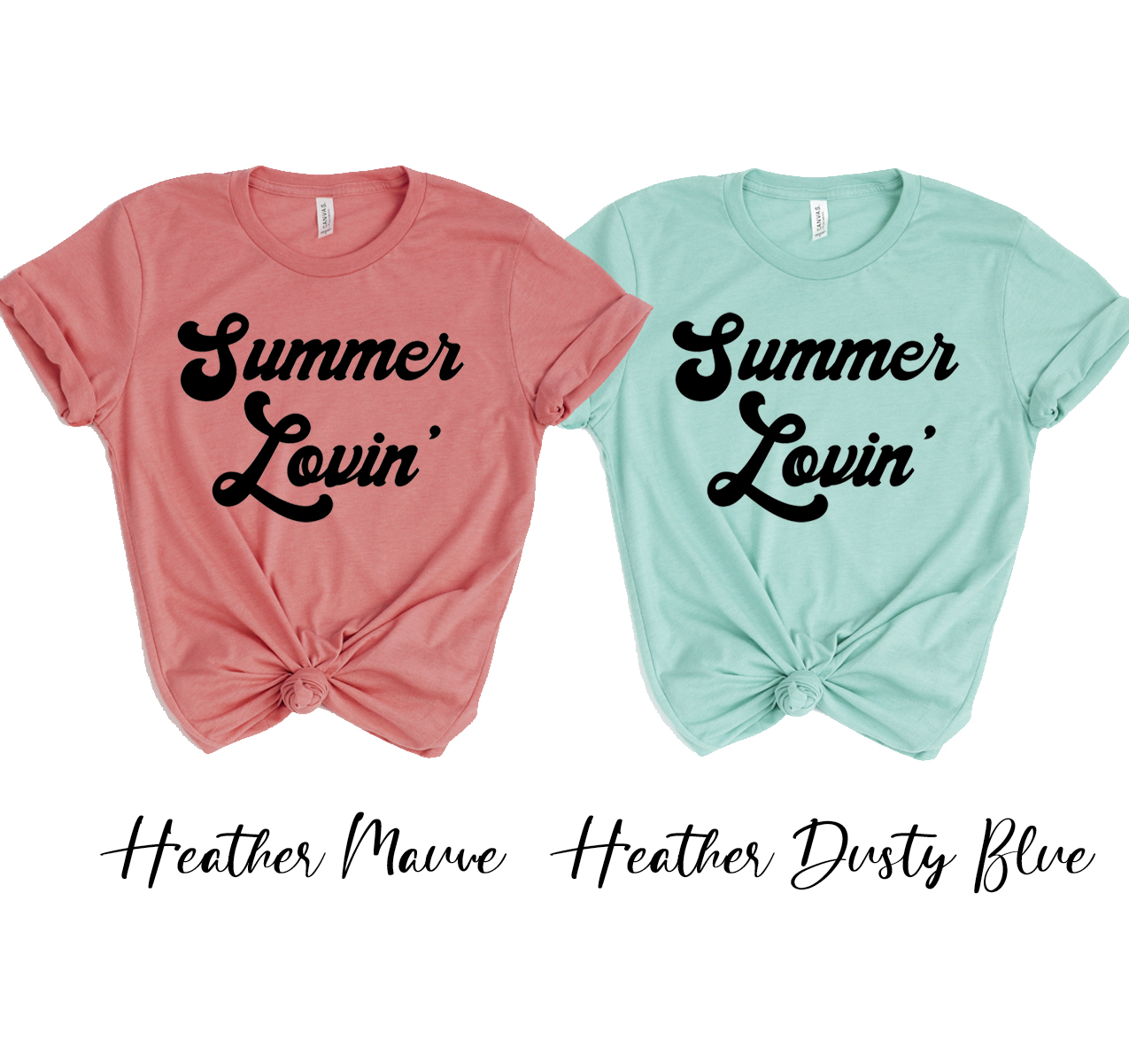 A stylish Summer Lovin T-shirt made from soft airlume cotton, showcasing its unisex design and available sizes.