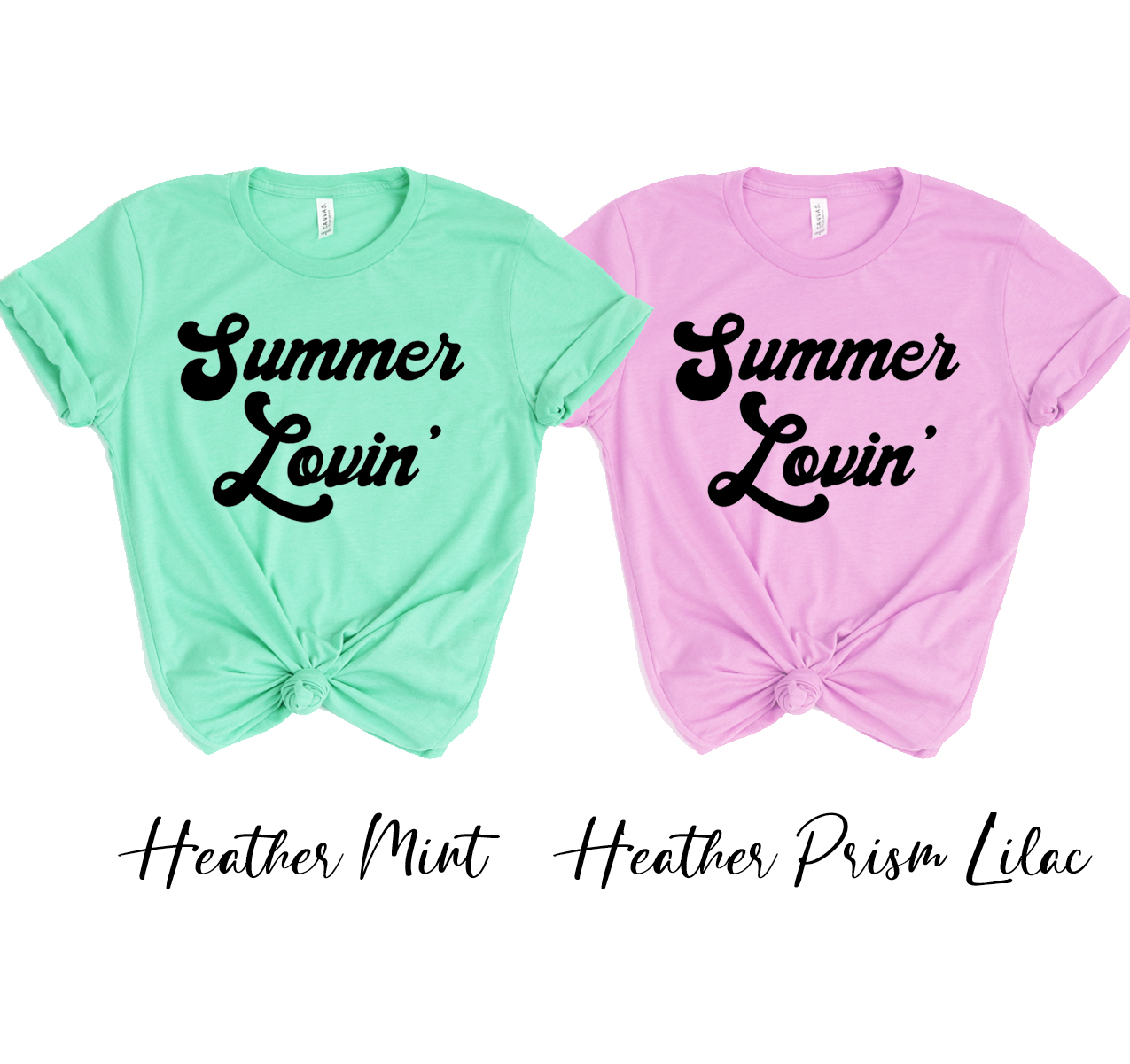 A stylish Summer Lovin T-shirt made from soft airlume cotton, showcasing its unisex design and available sizes.