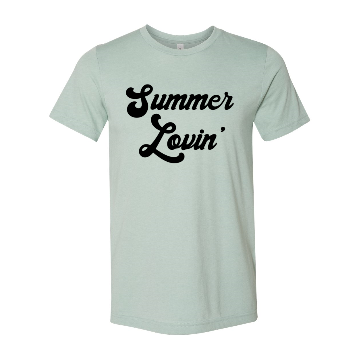 A stylish Summer Lovin T-shirt made from soft airlume cotton, showcasing its unisex design and available sizes.