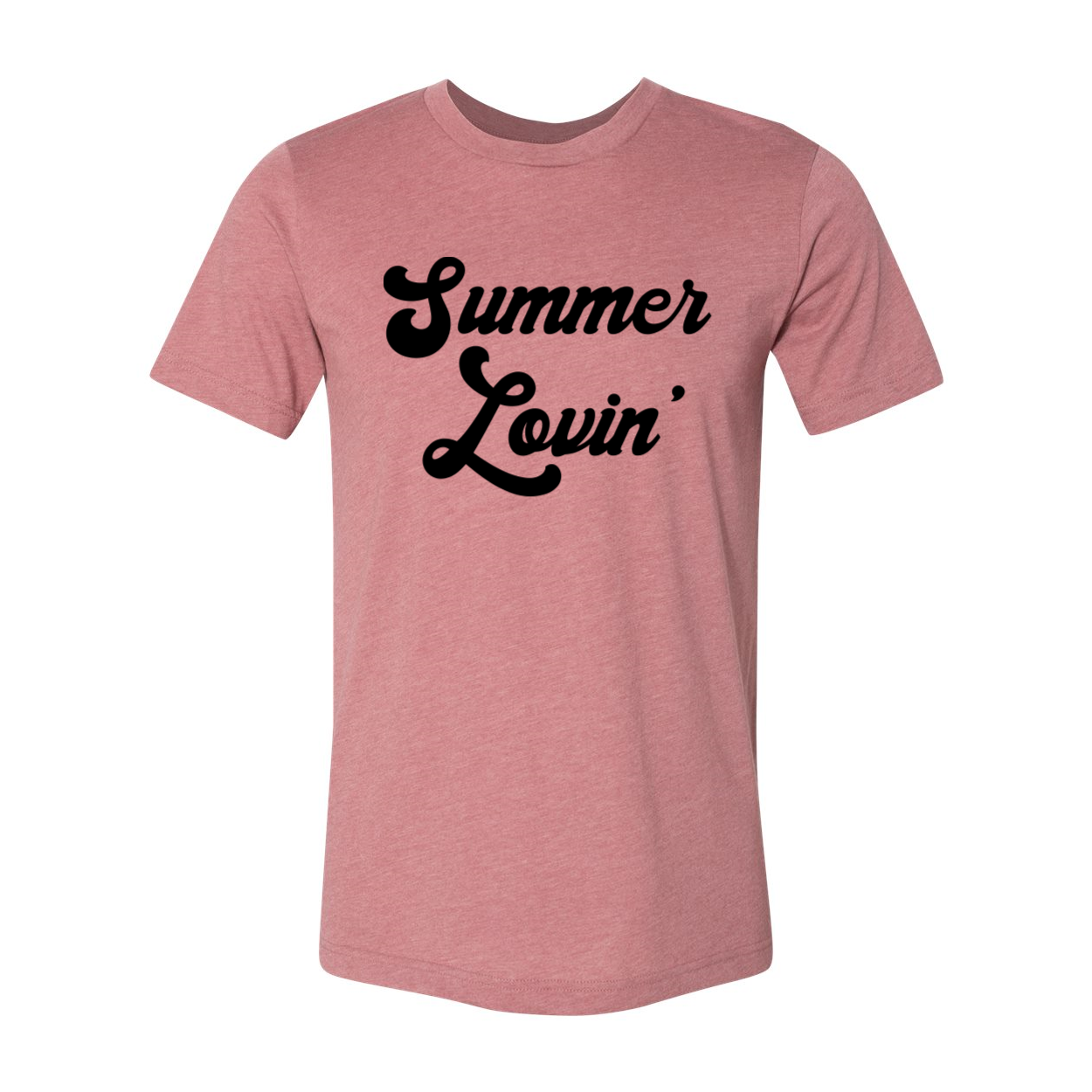 A stylish Summer Lovin T-shirt made from soft airlume cotton, showcasing its unisex design and available sizes.