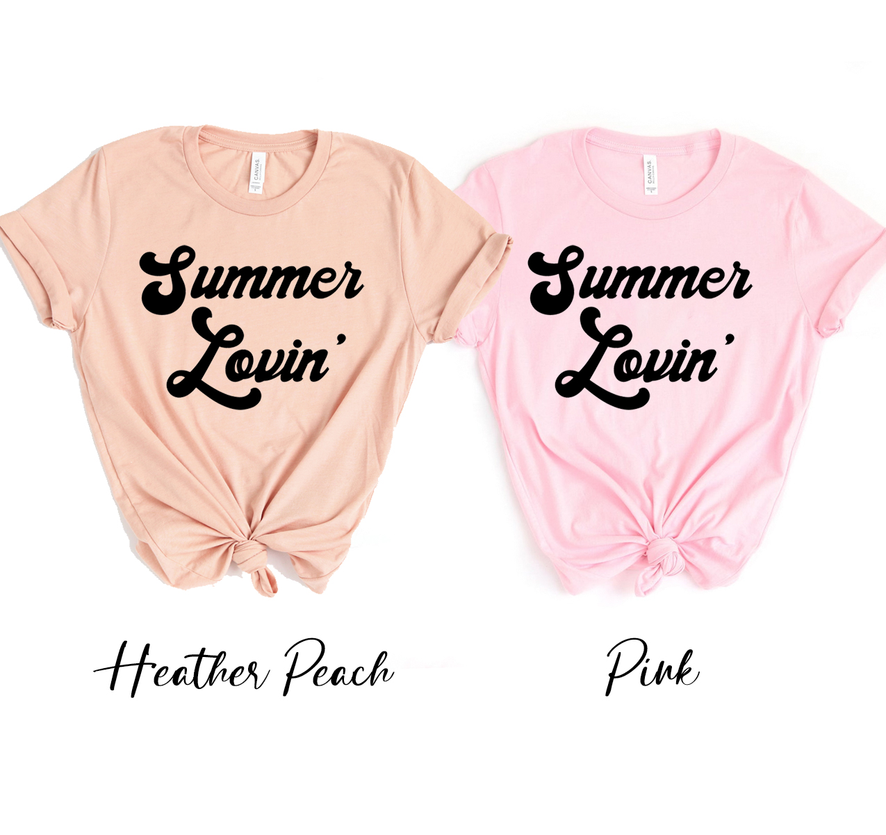 A stylish Summer Lovin T-shirt made from soft airlume cotton, showcasing its unisex design and available sizes.