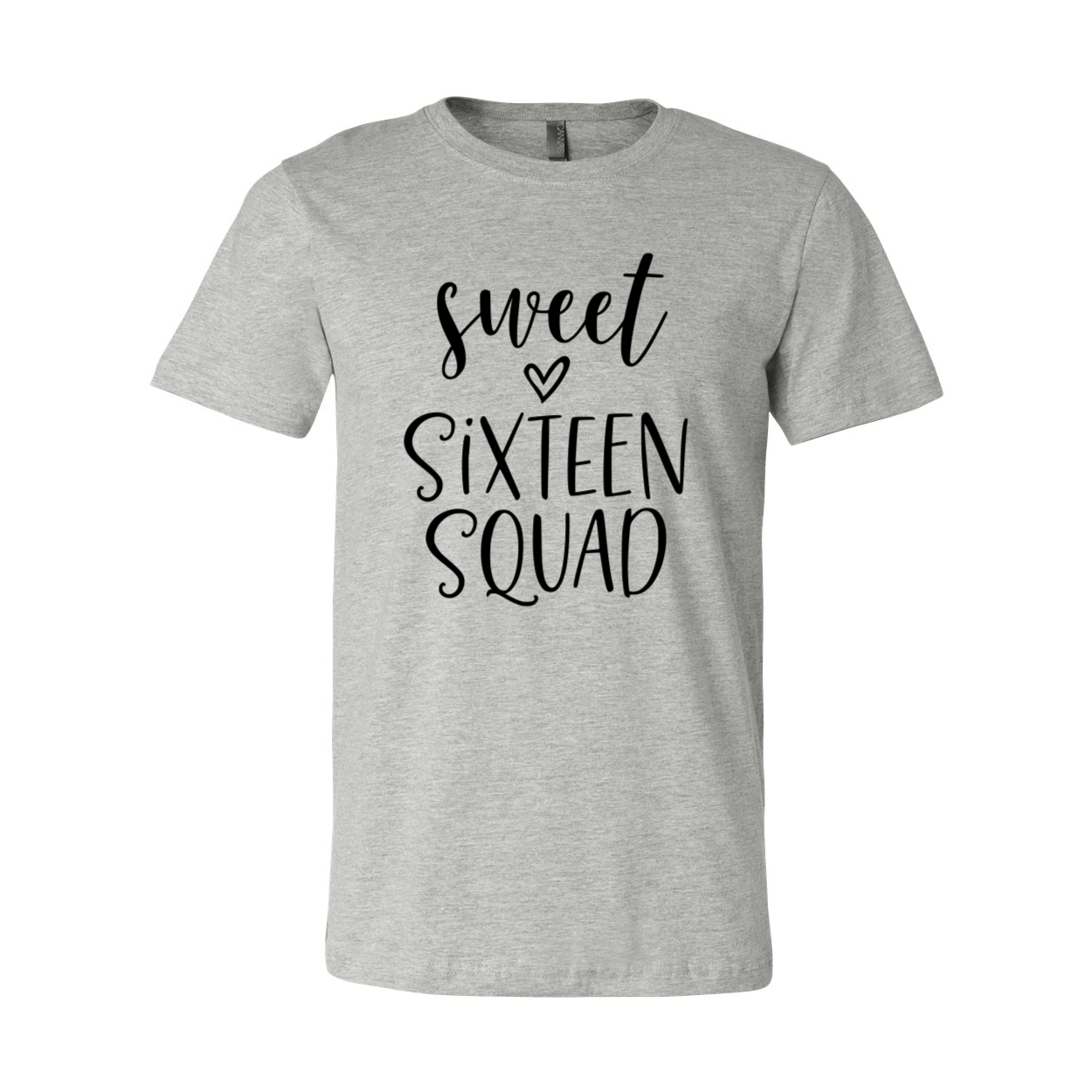 Sweet Sixteen Squad Unisex T-shirt in various colors, showcasing its comfortable fit and high-quality print.