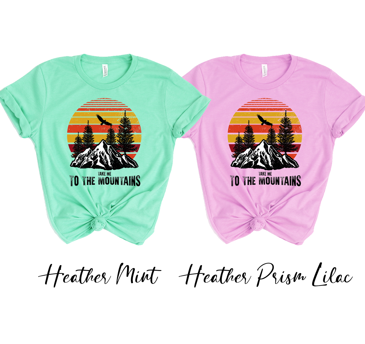 Take Me To The Mountains T-shirt in a scenic outdoor setting, showcasing its unisex design and soft fabric.