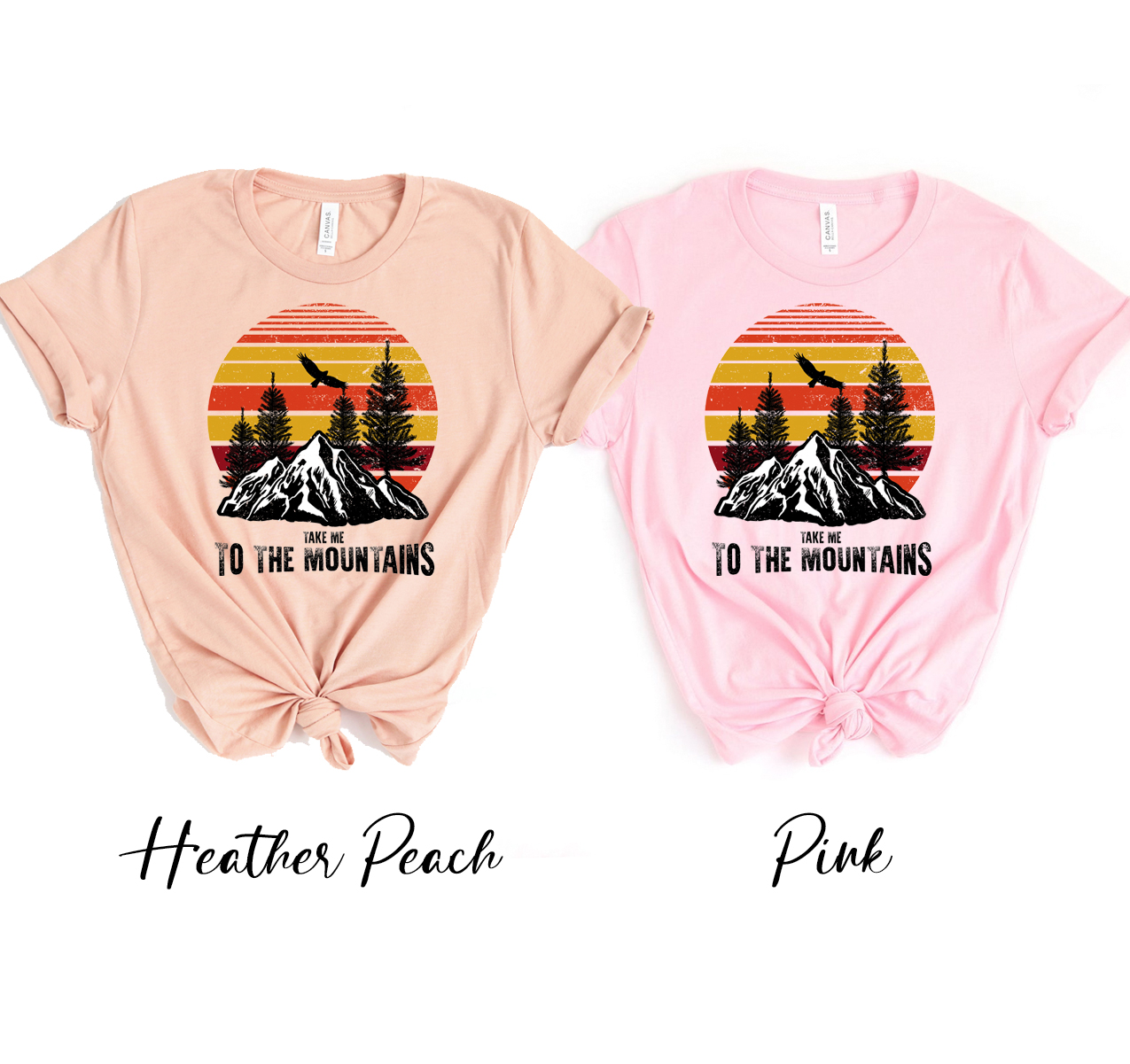 Take Me To The Mountains T-shirt in a scenic outdoor setting, showcasing its unisex design and soft fabric.