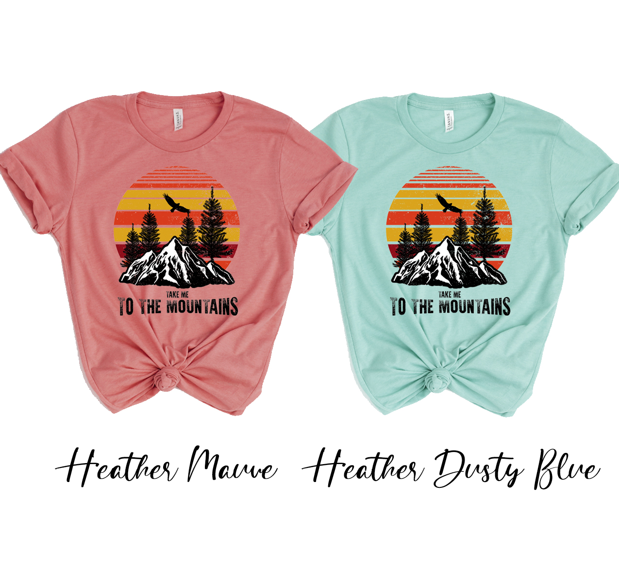 Take Me To The Mountains T-shirt in a scenic outdoor setting, showcasing its unisex design and soft fabric.