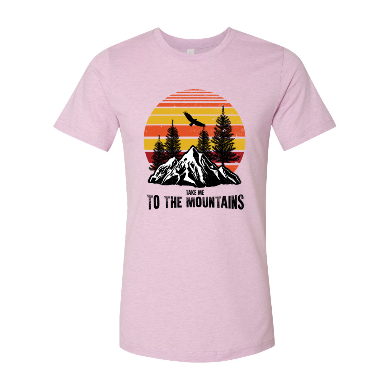 Take Me To The Mountains T-shirt in a scenic outdoor setting, showcasing its unisex design and soft fabric.