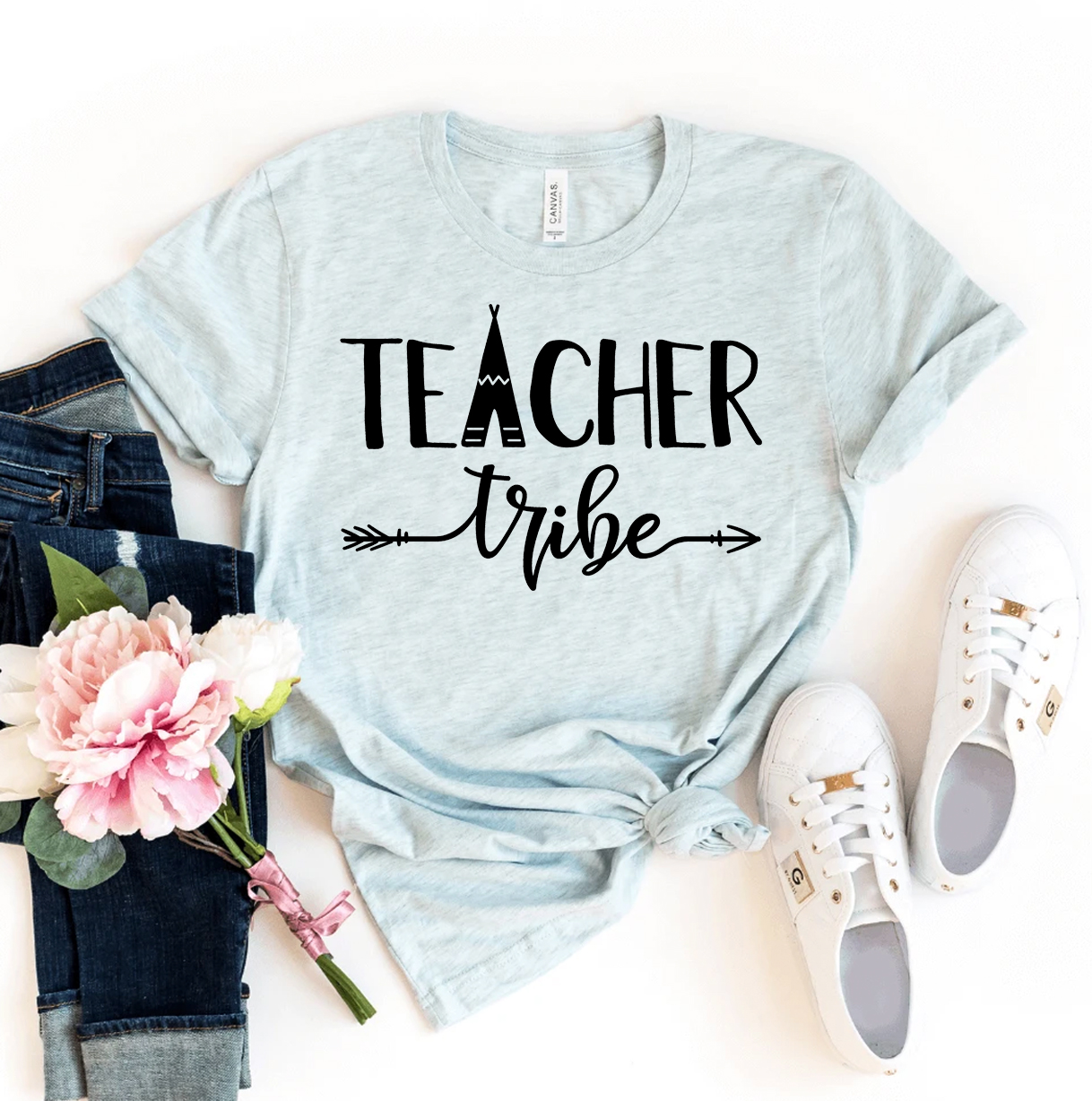 Teacher Tribe T-shirt made of premium ring spun cotton with a soft feel and high-quality flex print design.
