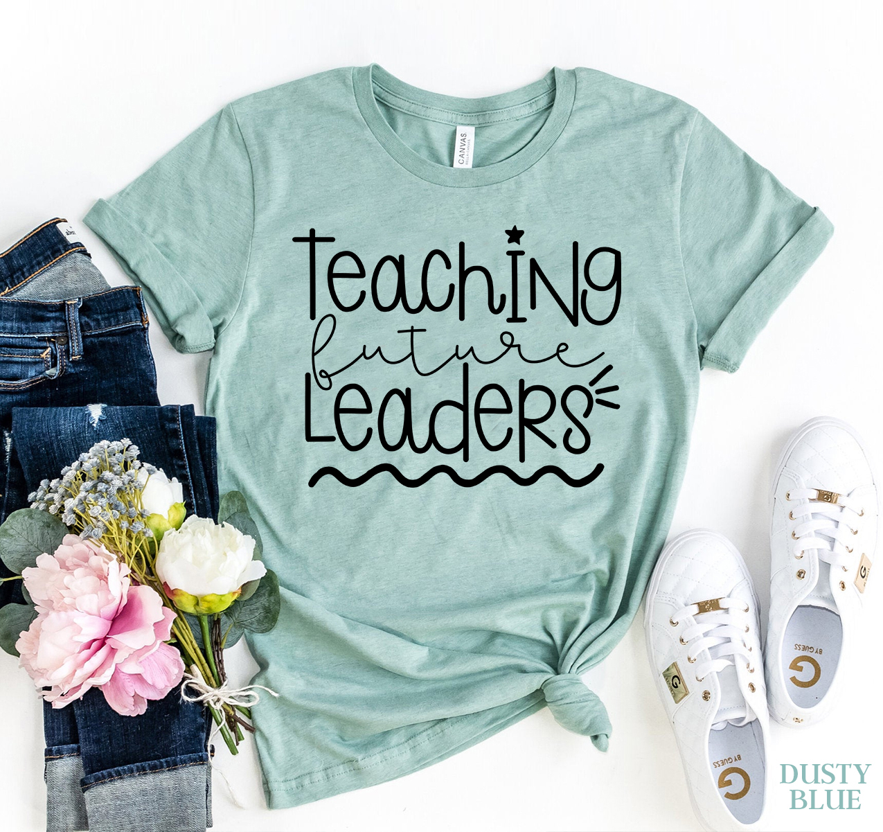 Teaching Future Leaders T-shirt made of premium ring spun cotton with a soft feel and high-quality flex print design.