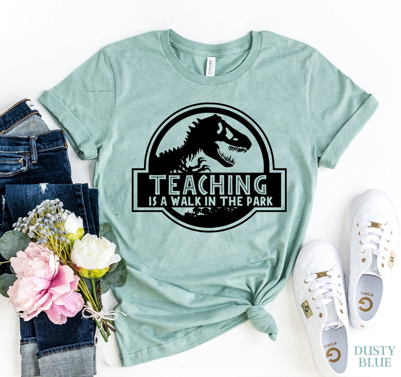 Teaching Is A Walk In The Park T-shirt made of premium ring spun cotton with vibrant print, available in various sizes.
