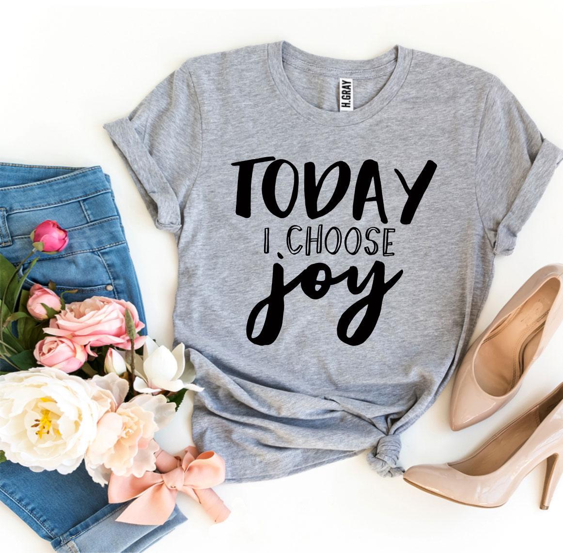 Today I Choose Joy T-shirt made of premium ring spun cotton, featuring a vibrant flex print design that promotes positivity.