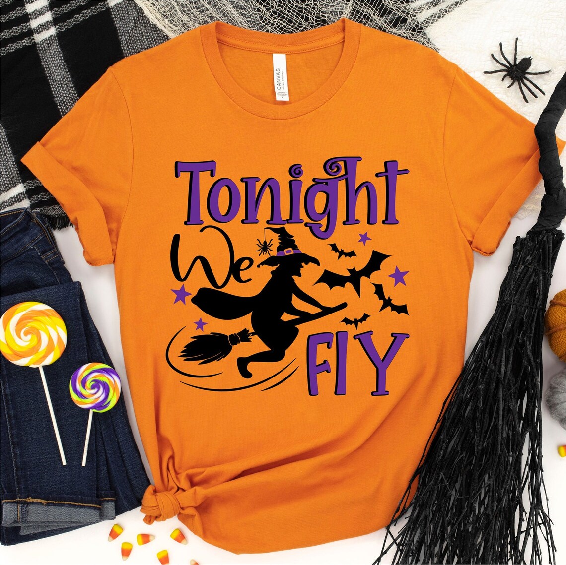 Tonight We Fly Halloween T-shirt made of premium ring spun cotton with a striking design.