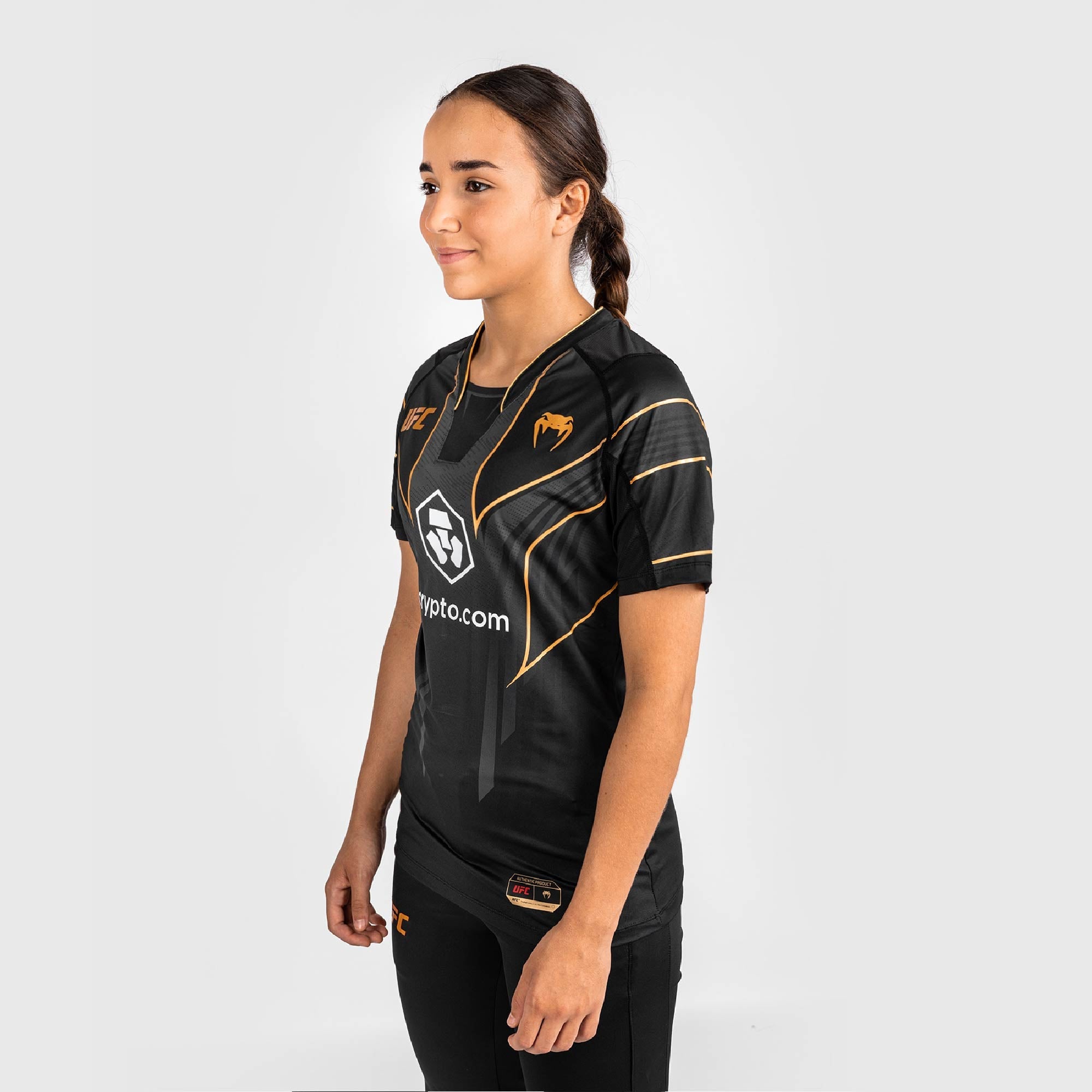 UFC VENUM Alexandre Pantoja Women's Walkout jersey featuring a retro-style collar and sublimated graphics, designed for comfort and performance.