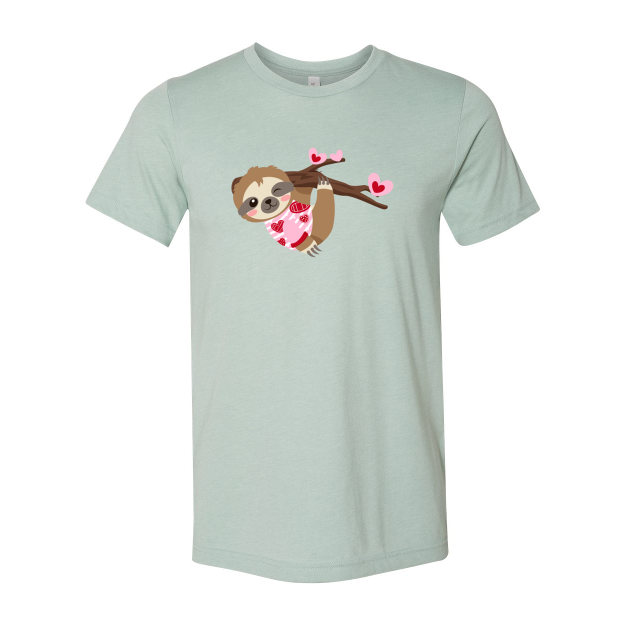 VAL0109 Valentine Sloth Shirt featuring a playful sloth design on a comfortable unisex T-shirt in various colors.