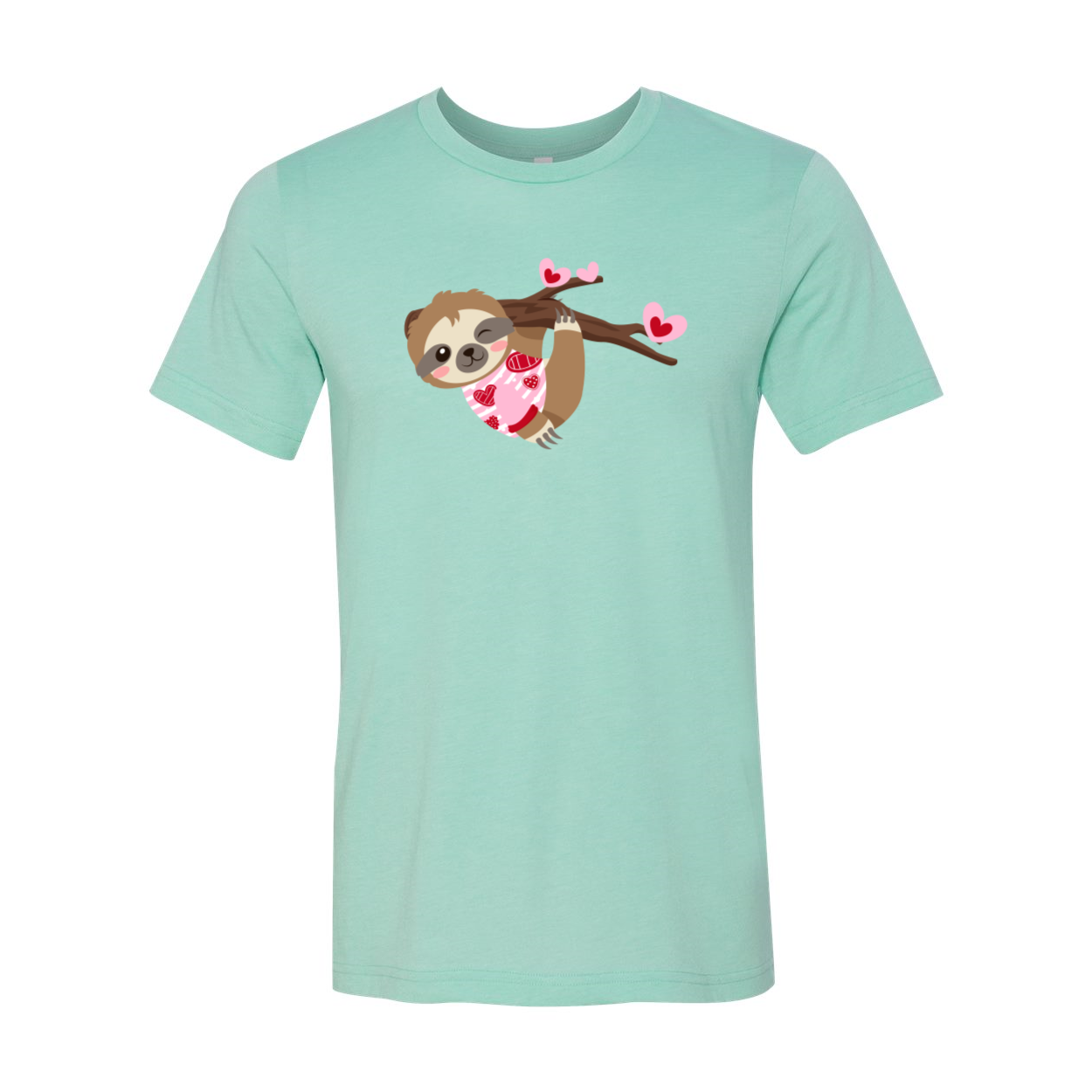 VAL0109 Valentine Sloth Shirt featuring a playful sloth design on a comfortable unisex T-shirt in various colors.