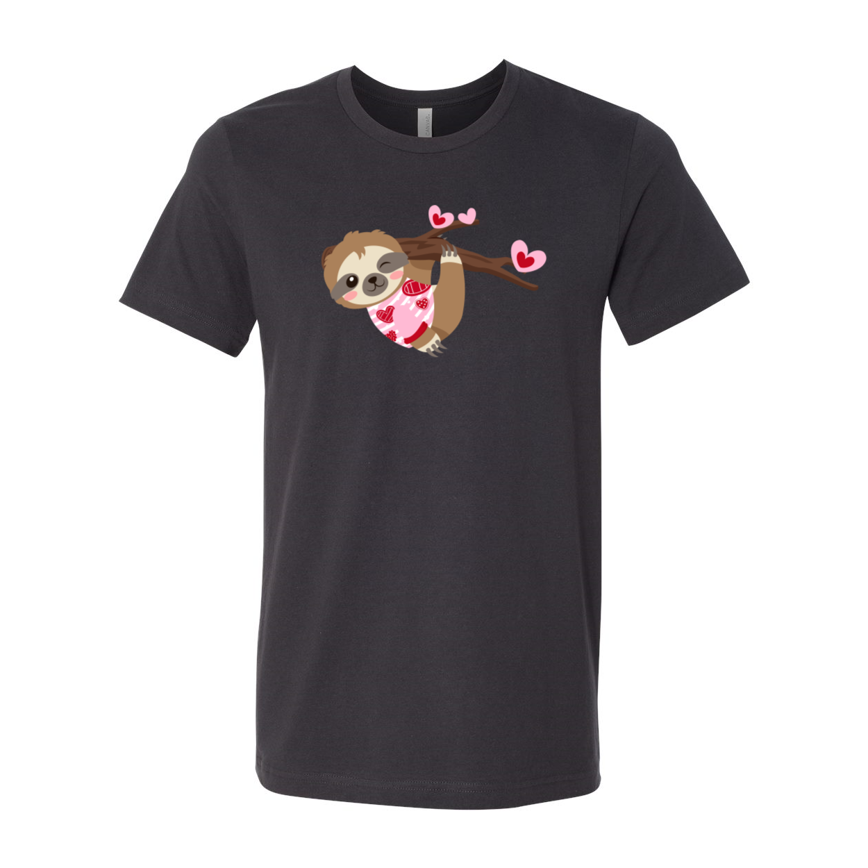 VAL0109 Valentine Sloth Shirt featuring a playful sloth design on a comfortable unisex T-shirt in various colors.