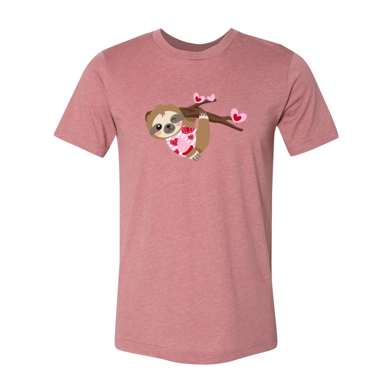 VAL0109 Valentine Sloth Shirt featuring a playful sloth design on a comfortable unisex T-shirt in various colors.