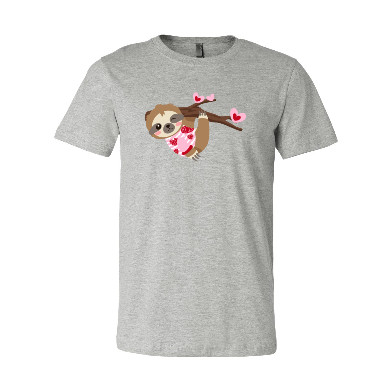 VAL0109 Valentine Sloth Shirt featuring a playful sloth design on a comfortable unisex T-shirt in various colors.