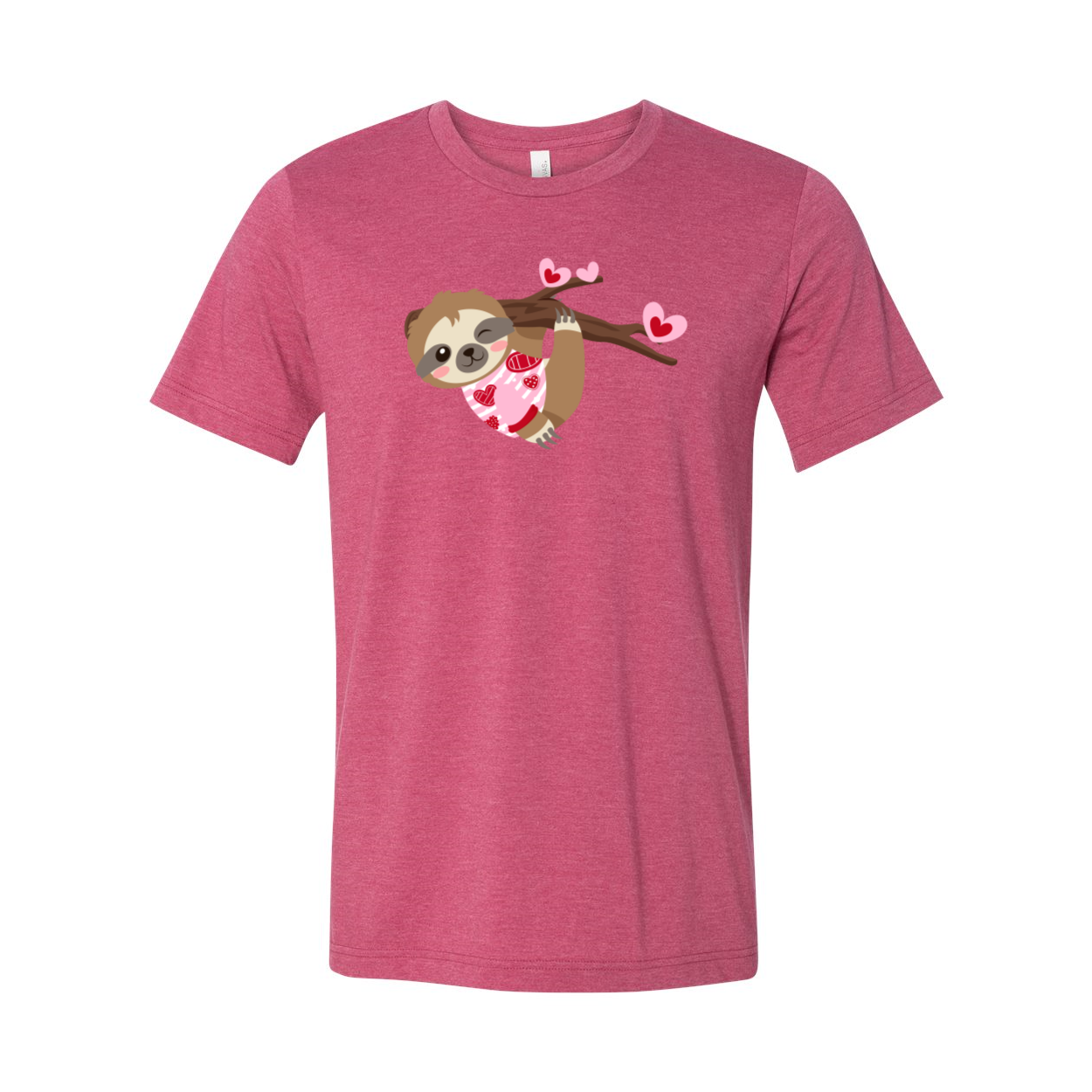 VAL0109 Valentine Sloth Shirt featuring a playful sloth design on a comfortable unisex T-shirt in various colors.