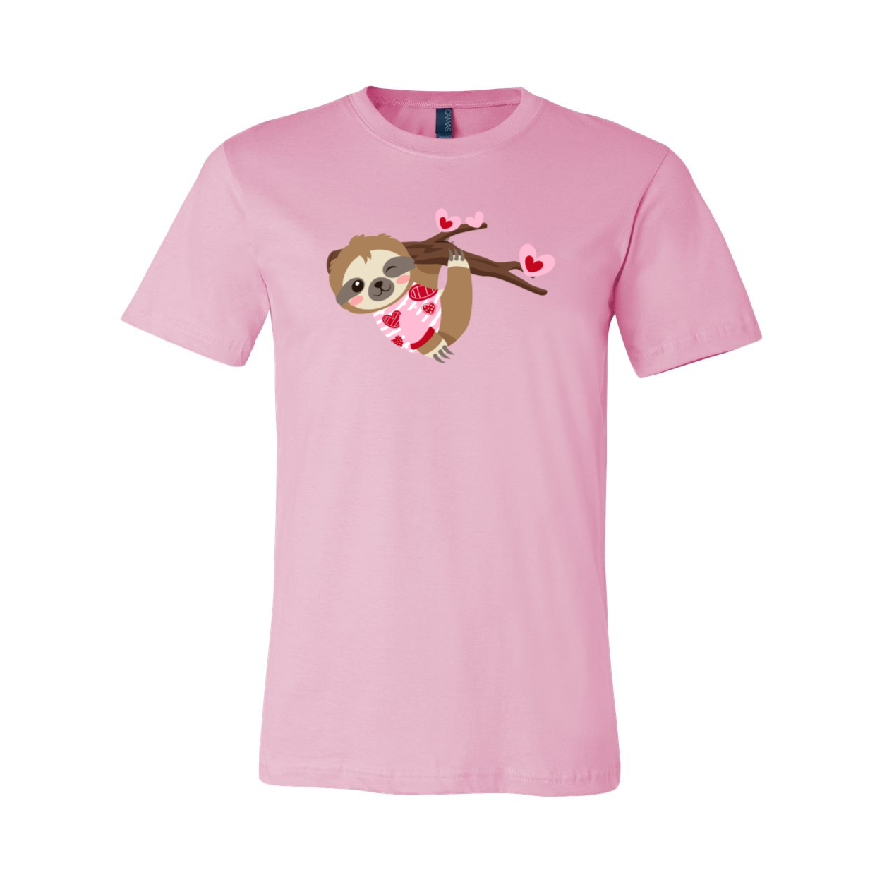 VAL0109 Valentine Sloth Shirt featuring a playful sloth design on a comfortable unisex T-shirt in various colors.