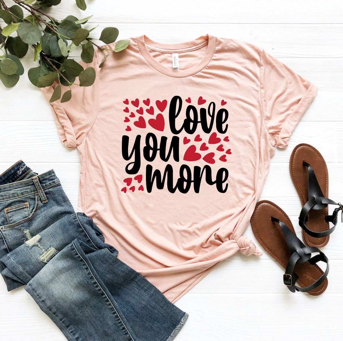 VAL0087 Love You More Shirt in various colors, showcasing its unisex design and soft fabric.