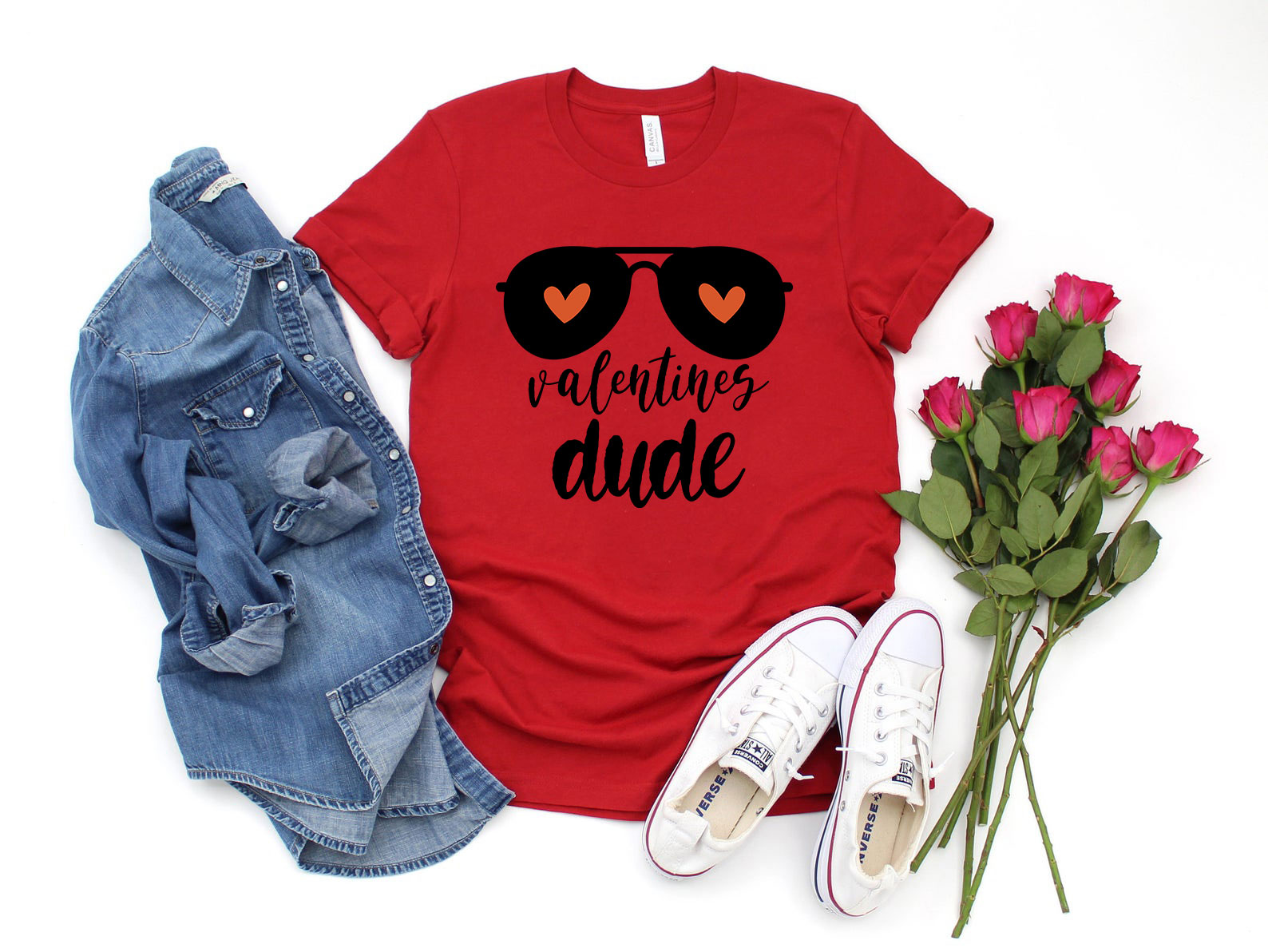 A stylish unisex Valentines Dude Shirt made from soft ring spun cotton, available in various colors and sizes.