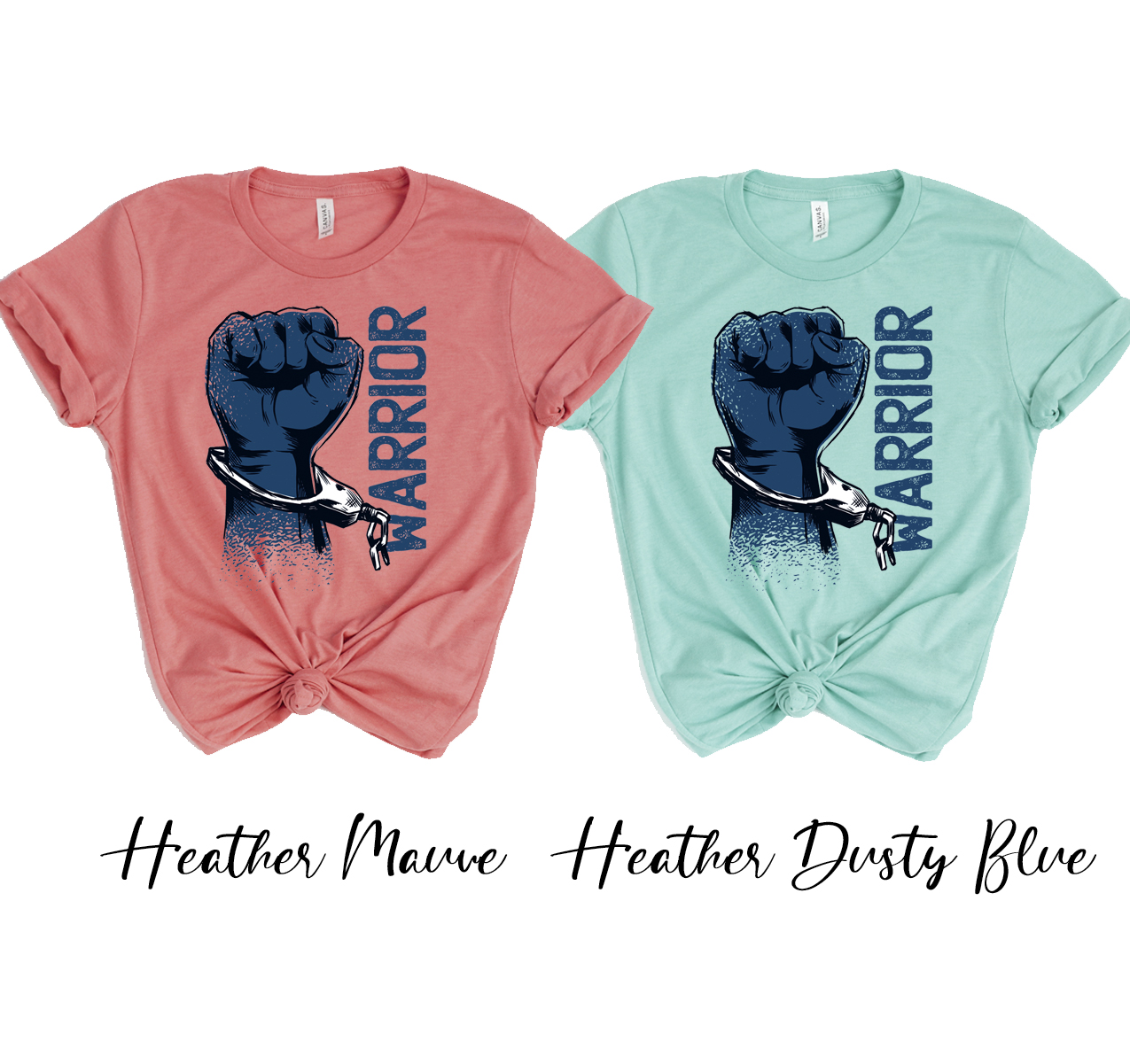 Warrior Fist T-shirt displayed on a mannequin, showcasing its unisex design and soft fabric.