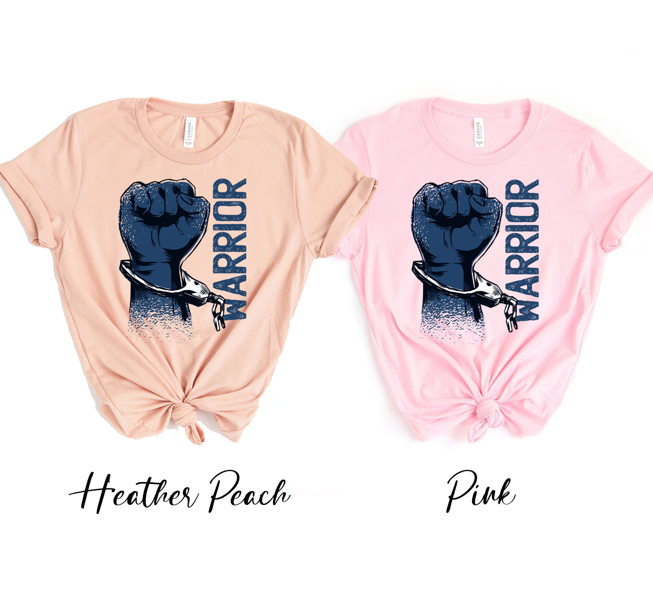 Warrior Fist T-shirt displayed on a mannequin, showcasing its unisex design and soft fabric.