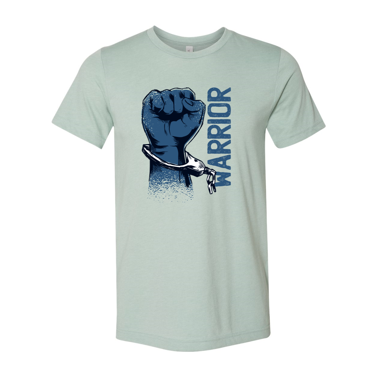 Warrior Fist T-shirt displayed on a mannequin, showcasing its unisex design and soft fabric.