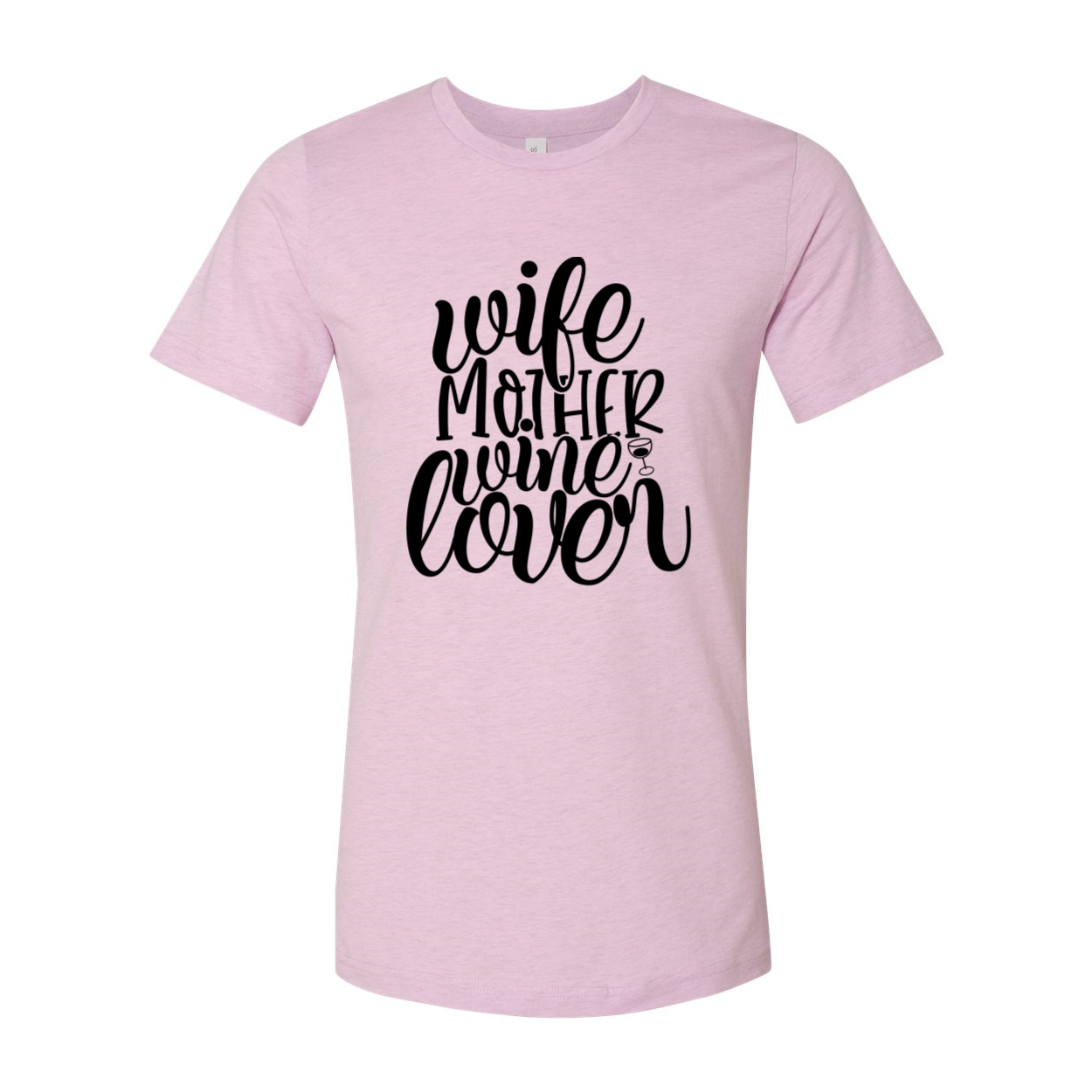 A comfortable unisex T-shirt featuring the phrase 'Wife Mother Wine Lover' in stylish print, available in multiple colors.