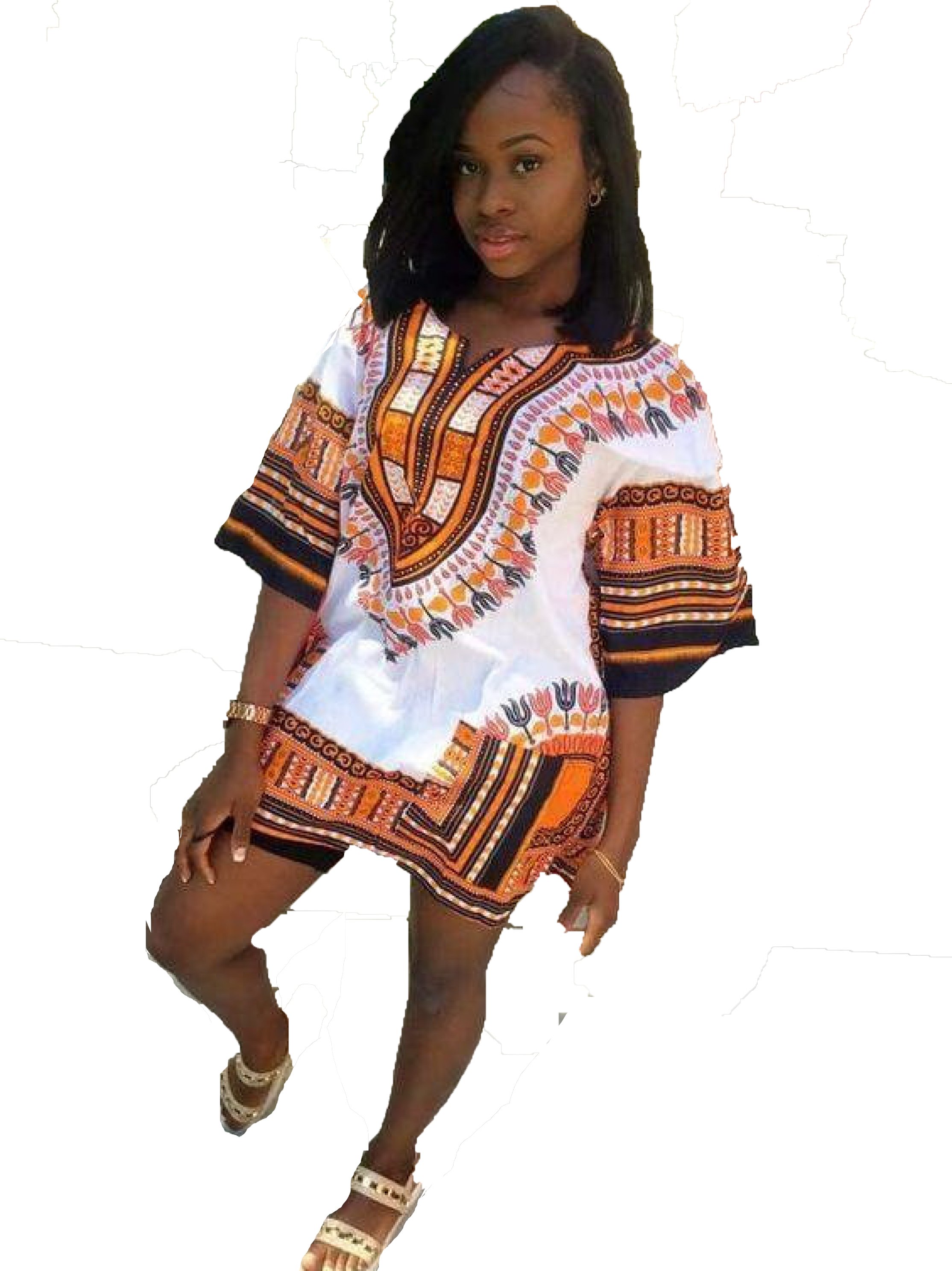 Women African Dashiki Shirt made of 100% cotton featuring vibrant colors and unique patterns, suitable for all body types.