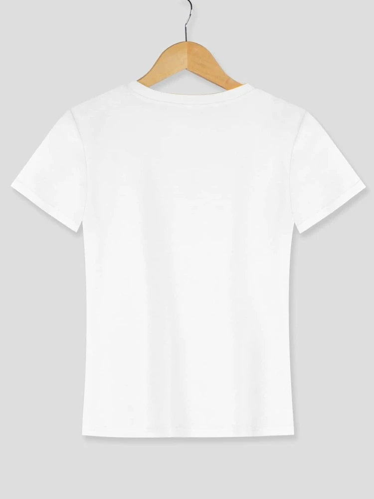 Women's Premium Cotton Printed T-Shirt in white, featuring a stylish print design, perfect for casual wear.