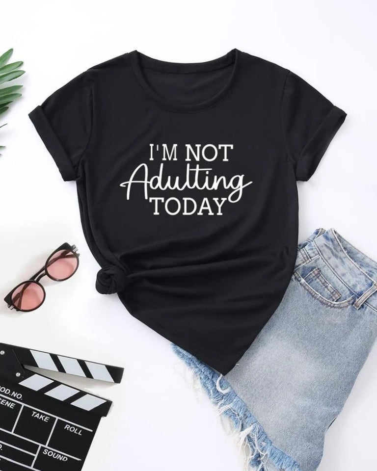 Womens Premium Cotton Printed T-Shirt in Black, featuring a stylish print and soft fabric, perfect for casual wear.