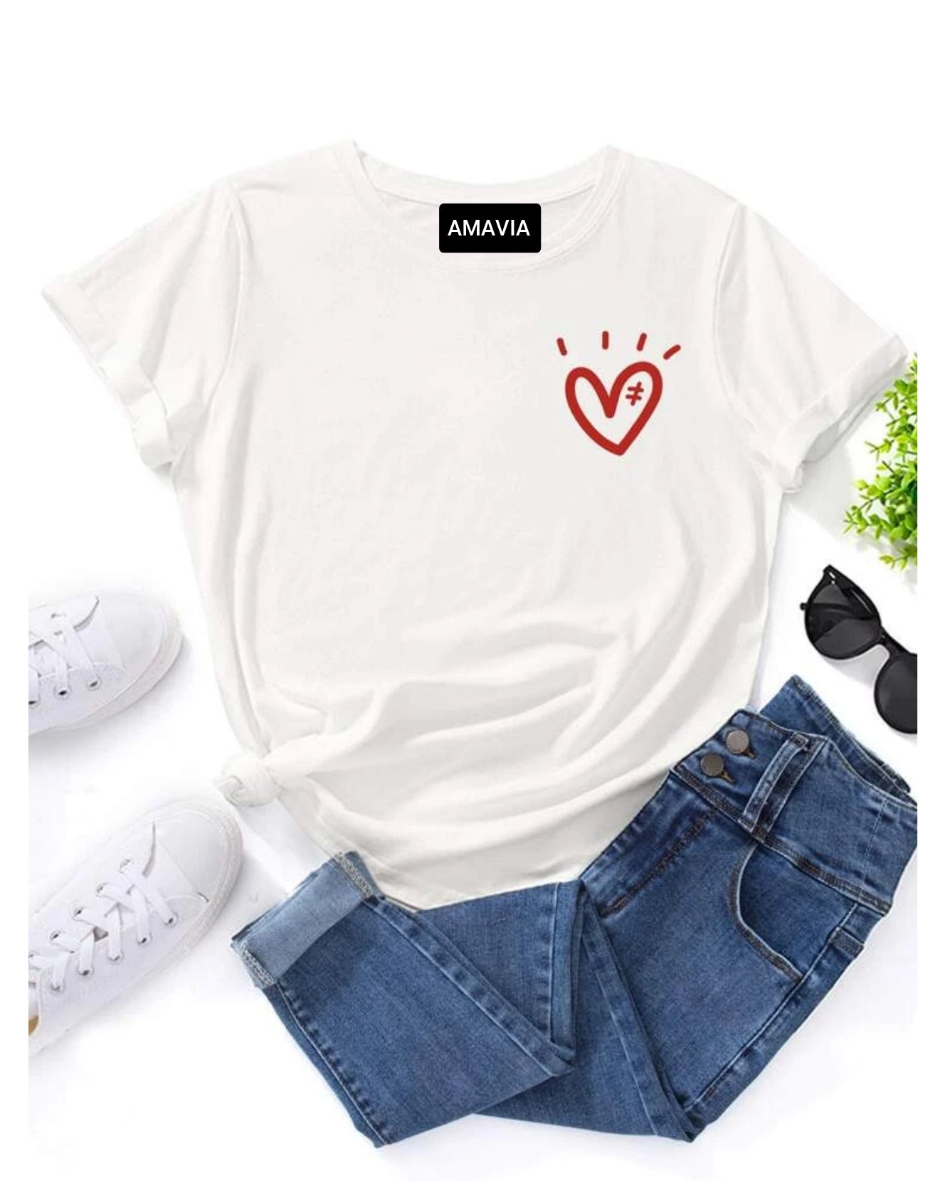 Womens Premium Cotton Printed T-Shirt in white, featuring a stylish print and soft fabric, perfect for casual wear.