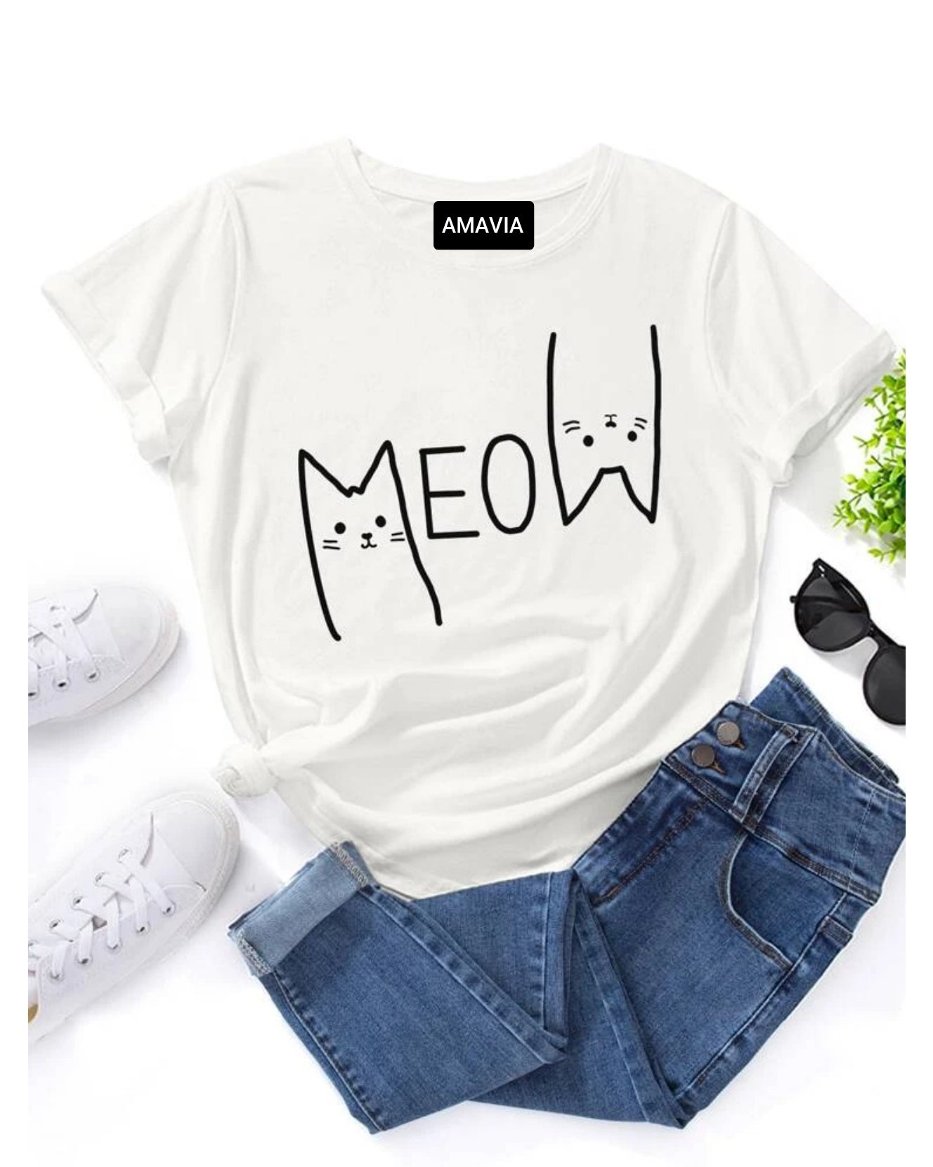 Womens Premium Cotton Printed T-Shirt in white, showcasing a stylish print and soft fabric.